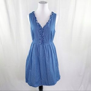 ModCloth namesake label chambray ruffles dress
